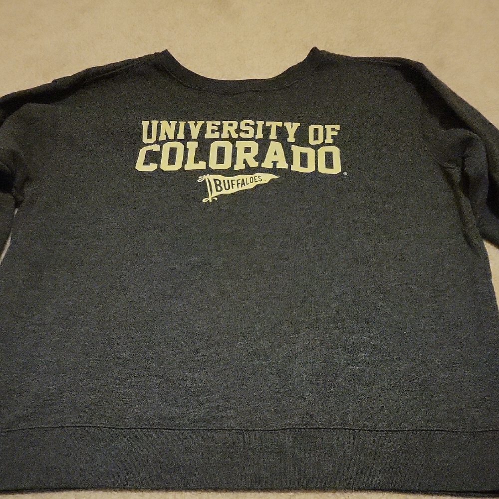 League Men's Crewneck Sweater - Dark Gray. Triblend Sweats Tag.